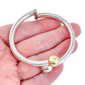 Vintage Mexico Taxco TC-02 Sterling Silver 925 Brass Accent Bypass Bracelet 7"